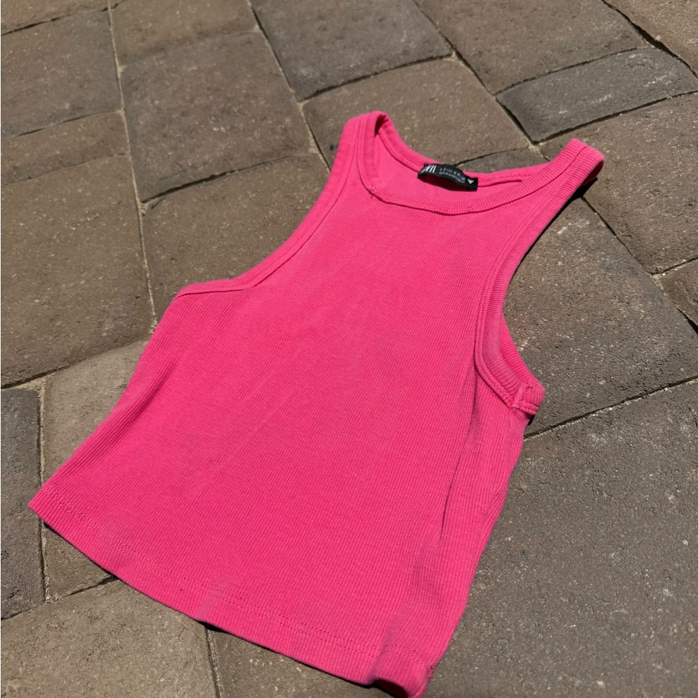 Zara Pink Crop Sleeveless Tank Top